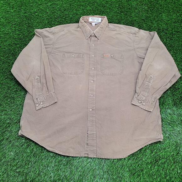Vintage 90s CARHARTT Rugged Button Shirt 3XL 29x32 Baggy USA - Picture 1 of 16